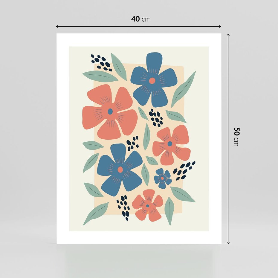 Plakat bez ramy 40x50 - Kolorowe Pasmo - kwiaty, nowoczesna abstrakcja