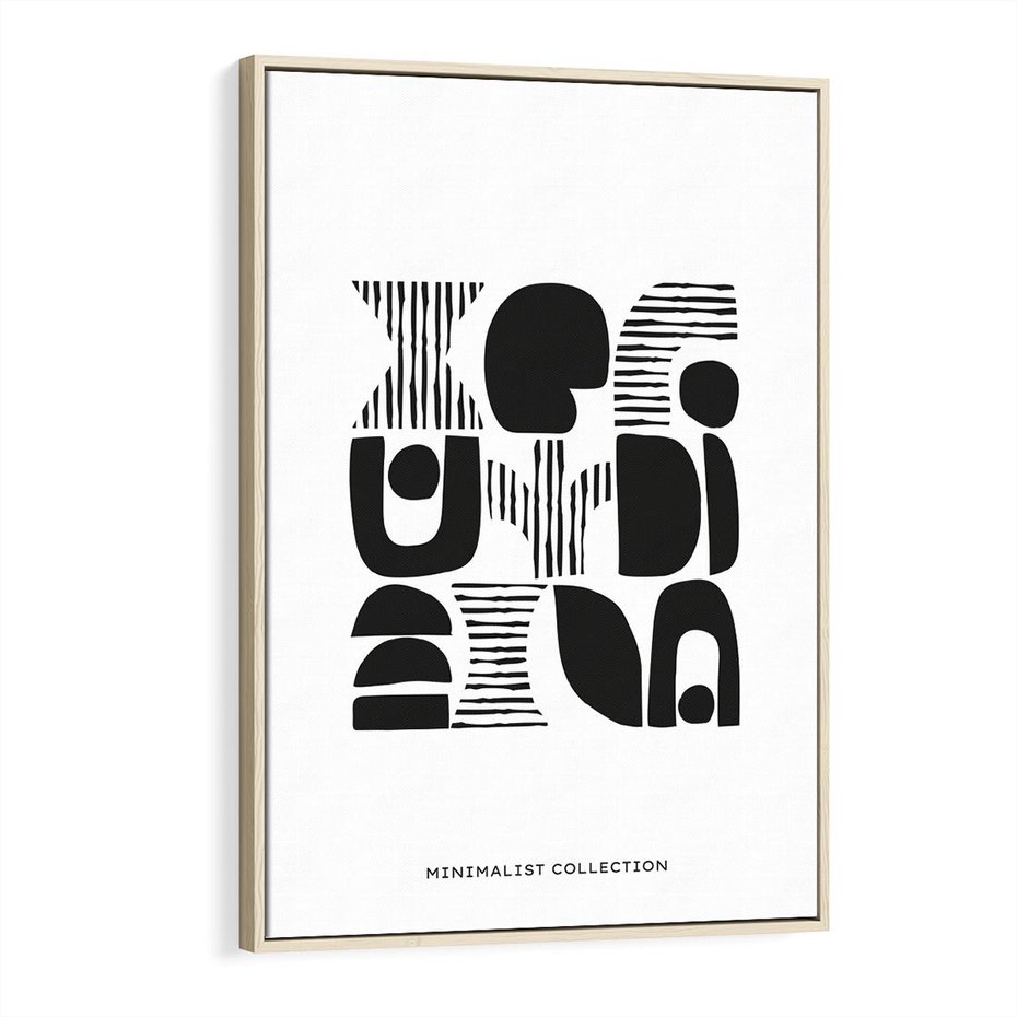 Obraz w ramie 80x120 - Taniec Dziwacznych Kresek - minimalistyczny plakat, czarno biały - rama drewno