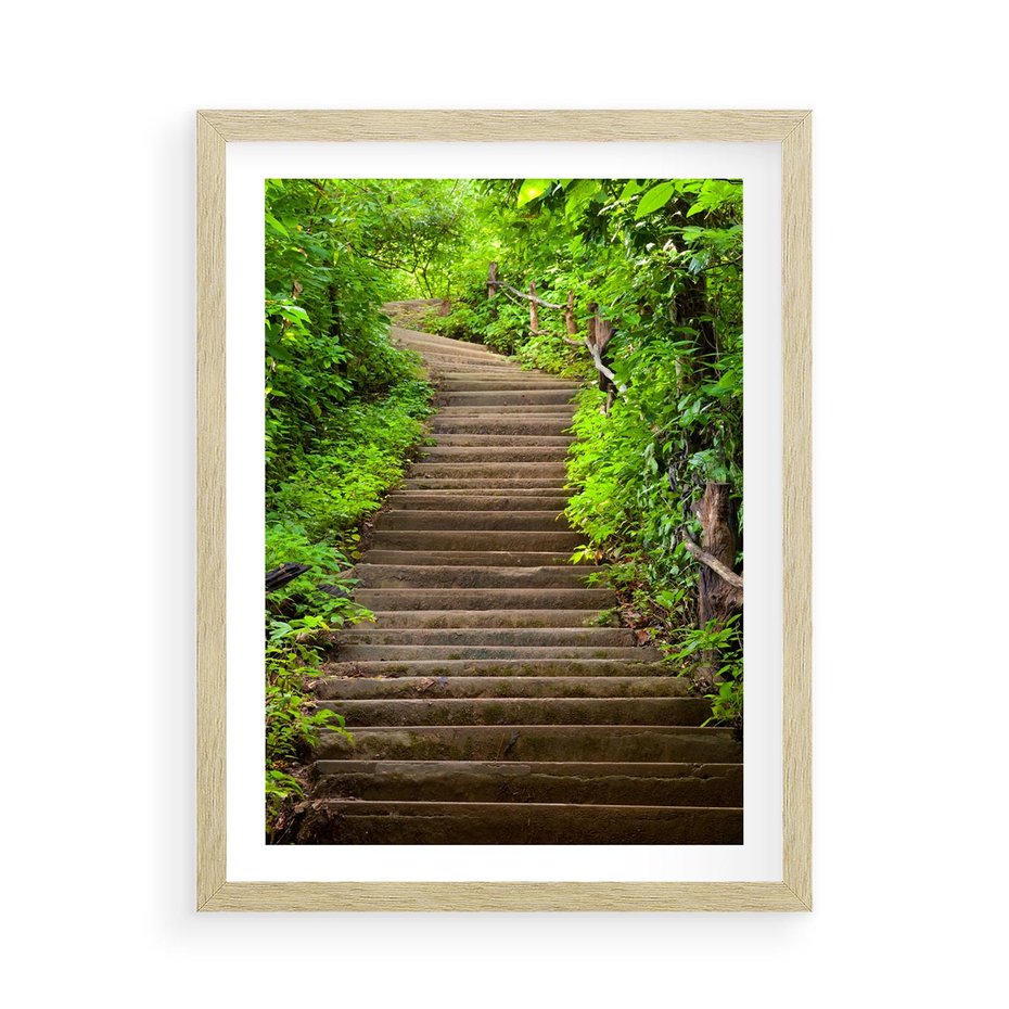 Plakat w ramie 50x70 - Magia Leśnej Ścieżki - ścieżka, w lesie - rama drewno