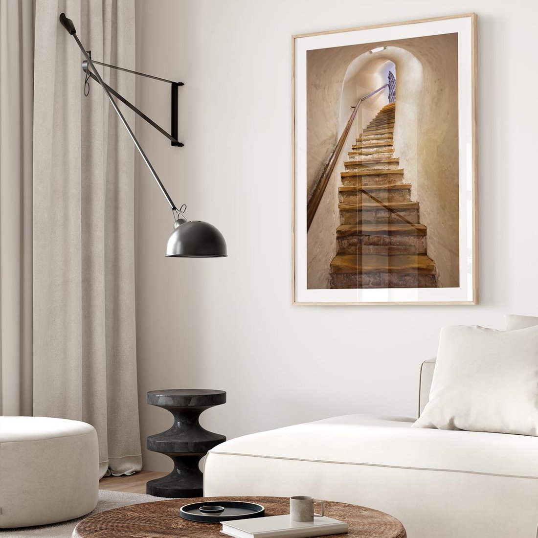 Plakat w ramie 30x40 - Schody Wymiarów - schody, tunel - rama drewno