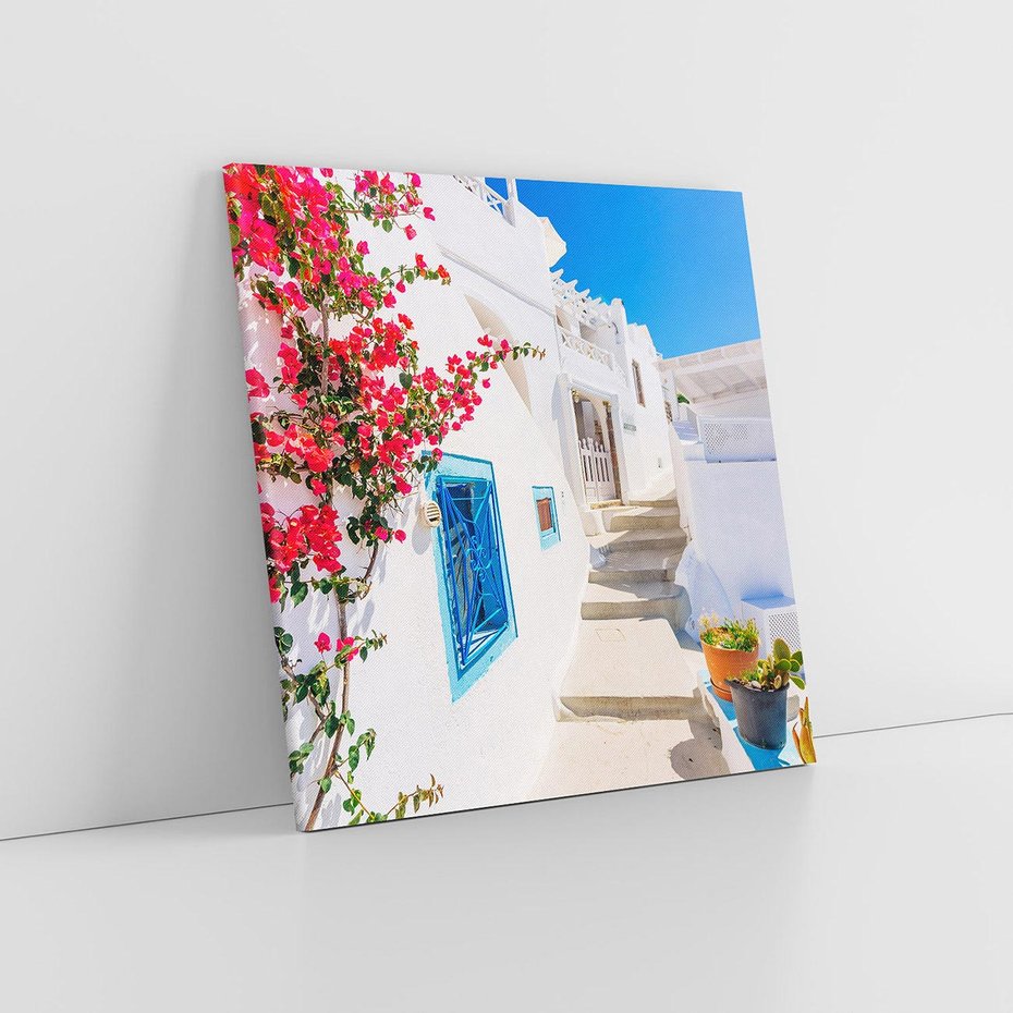 Obraz na płótnie 80x80 - Piękno miasta nad morzem - Grecja, uliczka