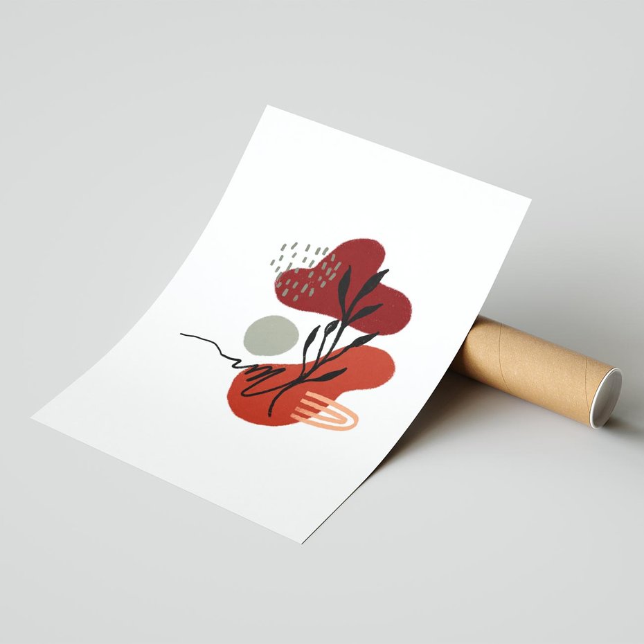 Plakat bez ramy 40x50 - Migocące Kształty Liści - bstrakcyjna sztuka, boho kształty