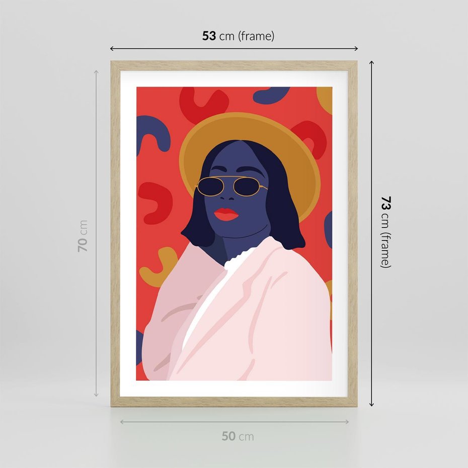 Plakat w ramie 50x70 - Kobieca Przenikliwość - nowoczesny plakat, styl retro - rama drewno