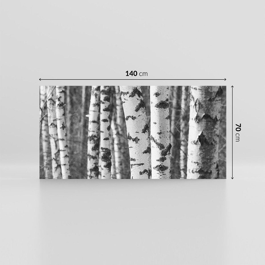 Obraz na płótnie 140x70 - Kontrast Monochromatyczny - brzozy, czarno