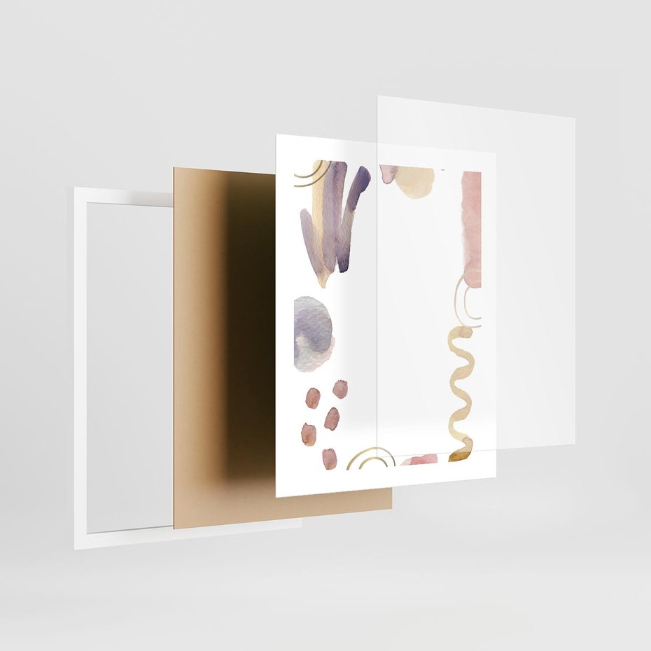 Plakat w ramie 40x50 - Wibracje Pastelowych Odcieni - abstrakcyjny plakat, akwarelowe plamy - rama biała