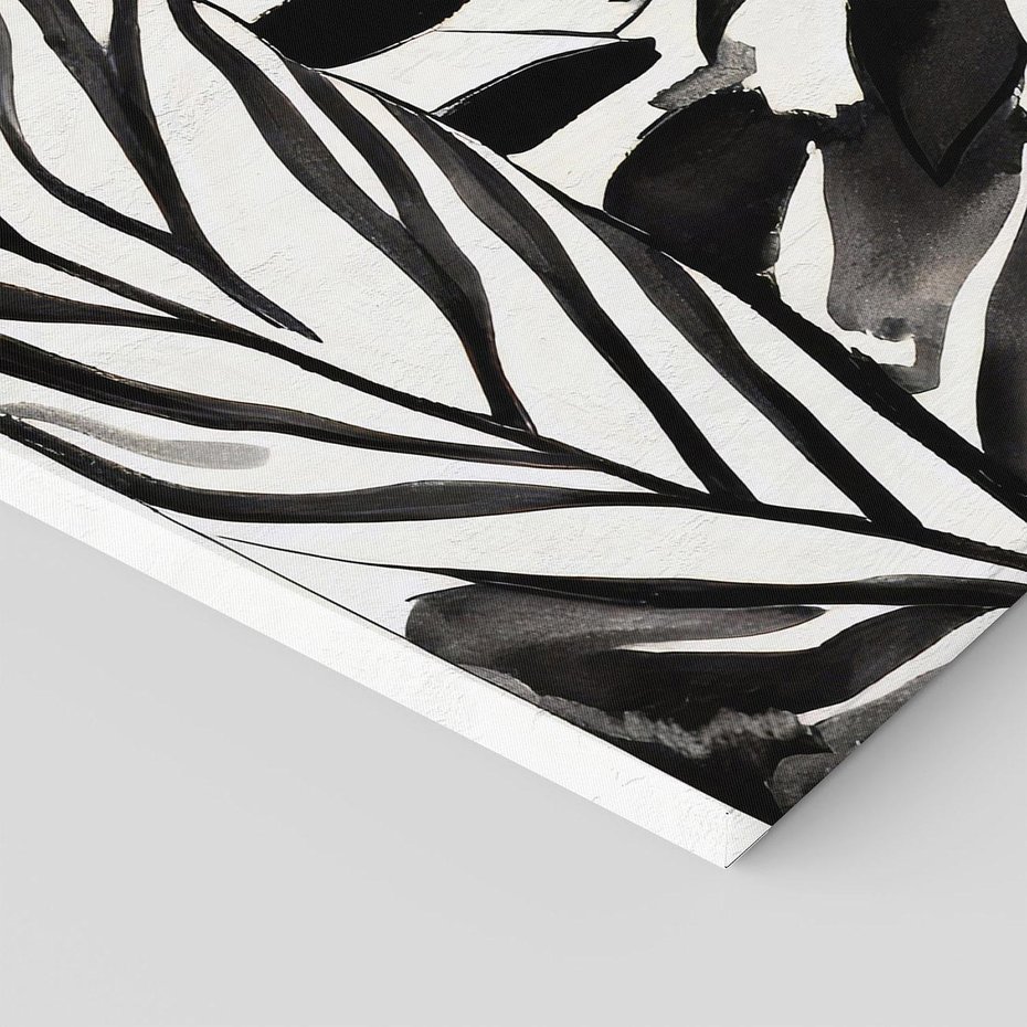 Obraz na płótnie 70x50 - Czarne Liście - akwarelowy obraz, czarno biały