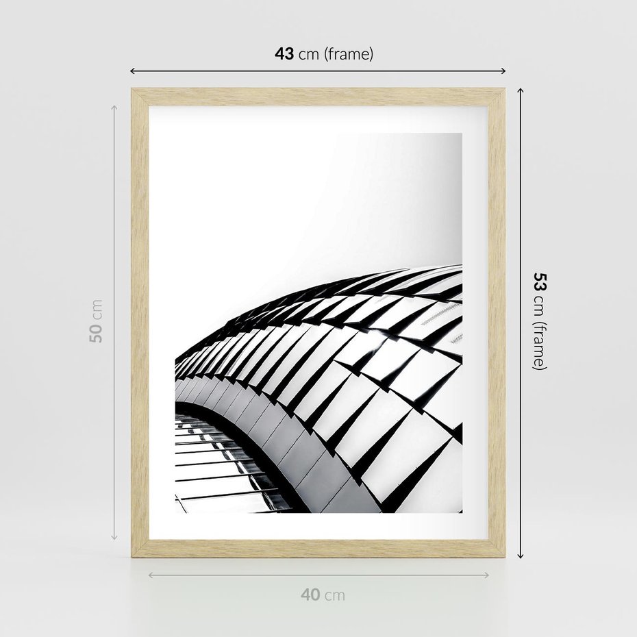 Plakat w ramie 40x50 - Dynamiczne Kształty - architektura, obłe kształty - rama drewno