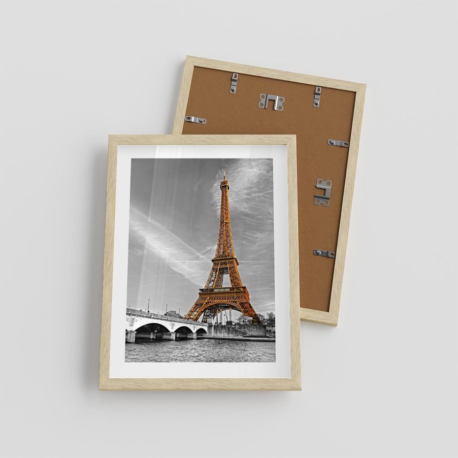 Plakat w ramie 30x40 - Echa Wieży Eiffla - wieża, Eiffla - rama drewno