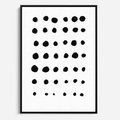 Obraz w ramie 70x100 - Refleksje Światła - minimalistyczna kompozycja, czarne kropkina białym tle - rama czarna