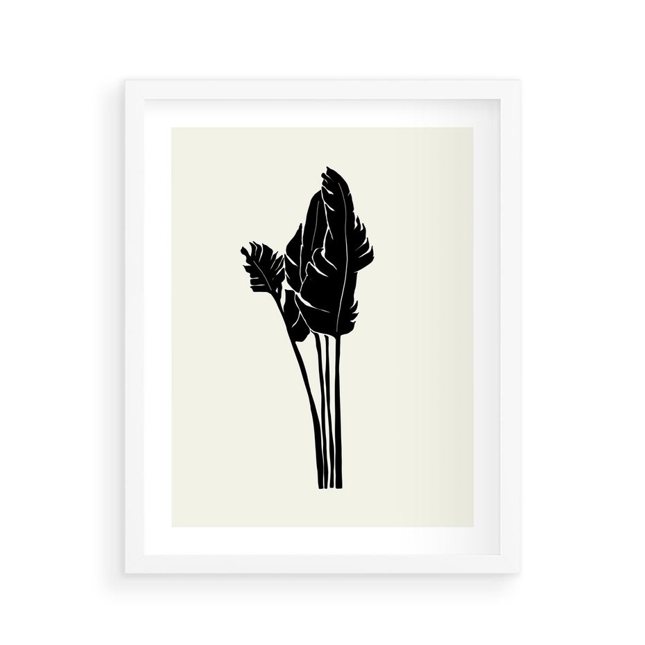 Plakat w ramie 40x50 - Elegancja Palm - nowoczesna sztuka, minimalistyczny styl - rama biała