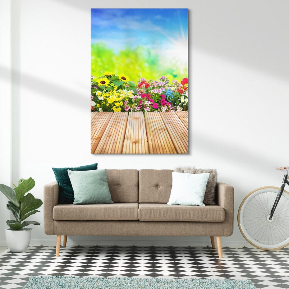 Obraz na płótnie 50x70 - Energiczny ogród - kwiaty, ogród