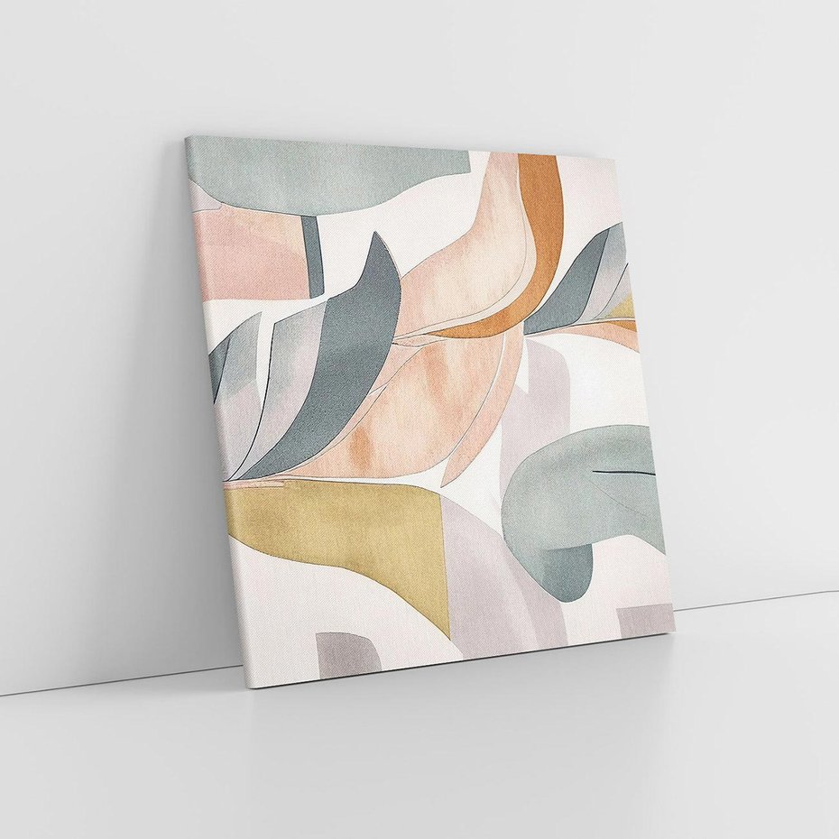 Obraz na płótnie 60x60 - Beżowe Akwarele - pastelowe akwarele, kształty