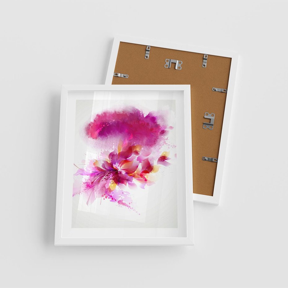 Plakat w ramie 40x50 - Kwiaty abstrakcji - abstrakcja, kwiaty - rama biała
