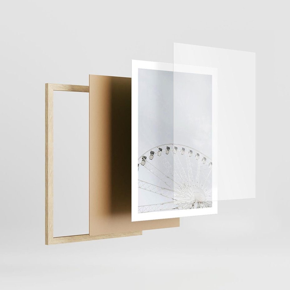 Plakat w ramie 50x70 - Karuzela Młyńska: Nostalgiczne Koło - młyńskie koło, karuzela - rama drewno