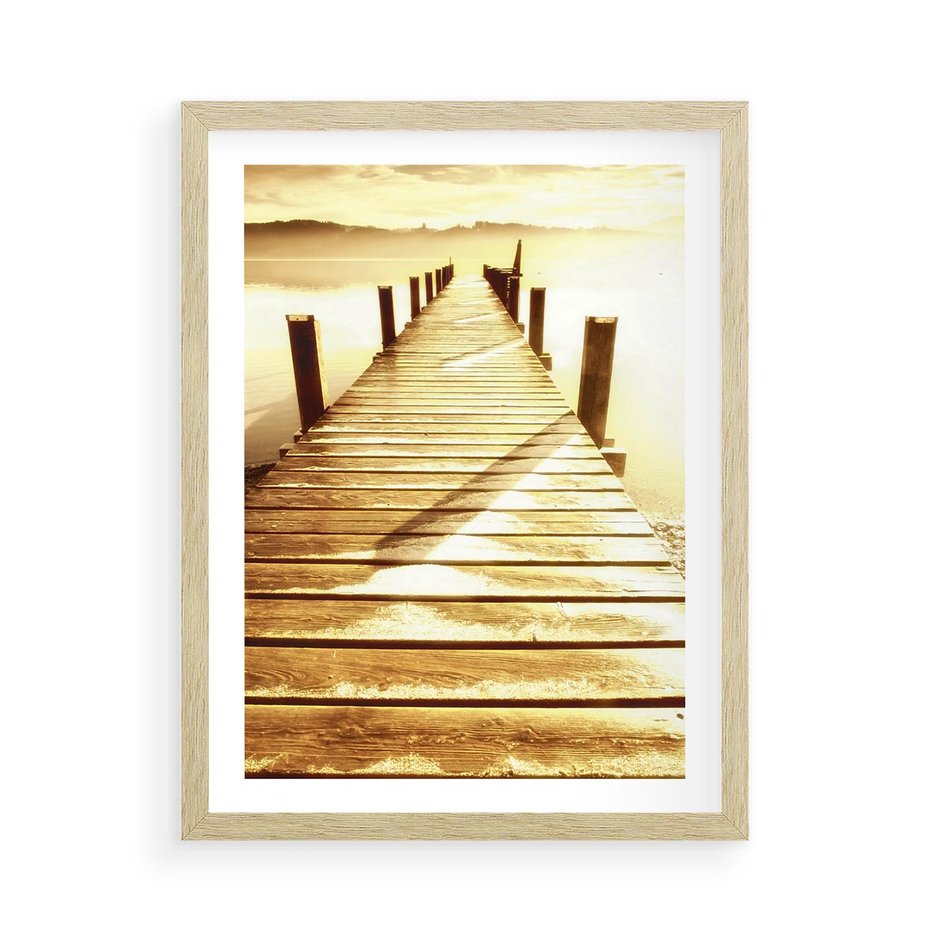 Plakat w ramie 50x70 - Stary pomost w sepia - pomost, sepia - rama drewno