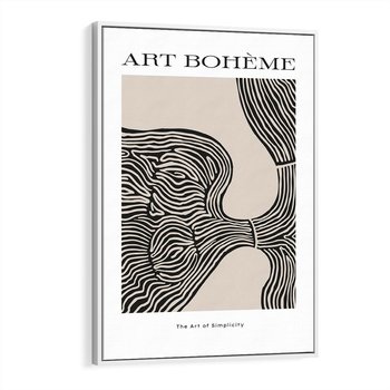 Obraz w ramie 50x70 - Wewnętrzne Zagadki Kształtów - sztuka minimalizmu, biało czarna rycina - rama biała