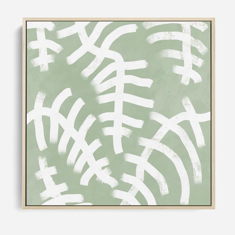 Obraz w ramie 80x80 - Oaza Zieleni - zielona abstrakcja, zgaszona zieleń - rama drewno