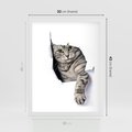 Plakat w ramie 30x40 - Tajemniczy kot i jego świat - kot, dziura - rama biała