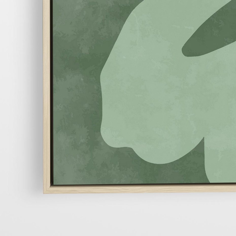 Obraz w ramie 80x80 - Kształty Zieleni - abstrakcyjny kształt, zielony plakat - rama drewno