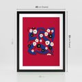 Plakat w ramie 40x50 - Kolorowe Przenikanie - abstrakcyjna kwiatowa kompozycja, czerwone mocne tło - rama czarna