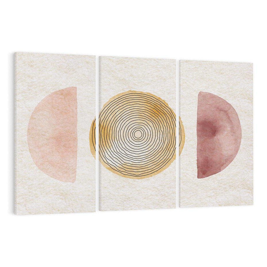 Obraz na płótnie 120x80 - Zapisane w promieniach słońca - beżowe strukturalne tło, koła