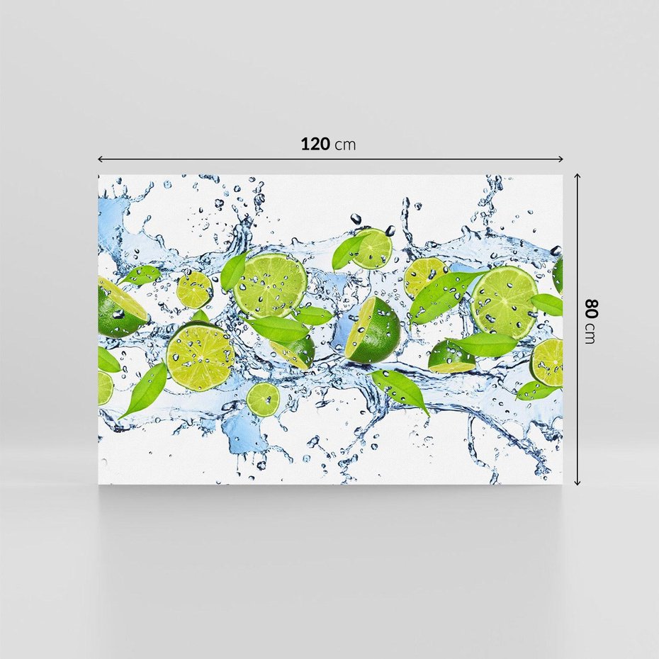 Obraz na płótnie 120x80 - Świeżość limonki i błękity wody - limonka, woda