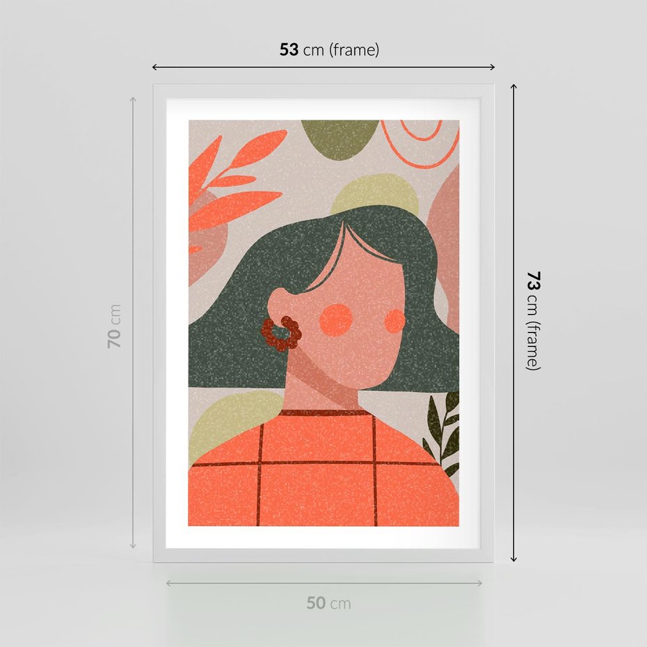 Plakat w ramie 50x70 - Kobiecy Portret Duszy - nowoczesny plakat, styl retro - rama biała