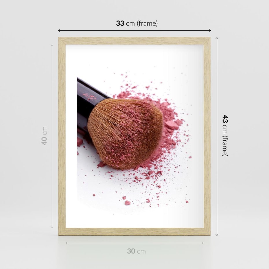 Plakat w ramie 30x40 - Makijaż w kolorze pędzla - makijaż, pędzel - rama drewno