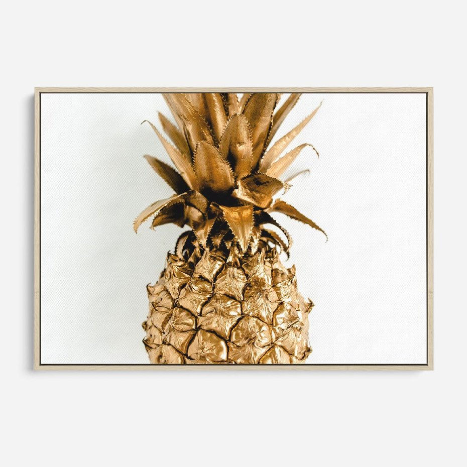 Obraz w ramie 70x50 - Ekskluzywny Akcent - złoty, ananas - rama drewno