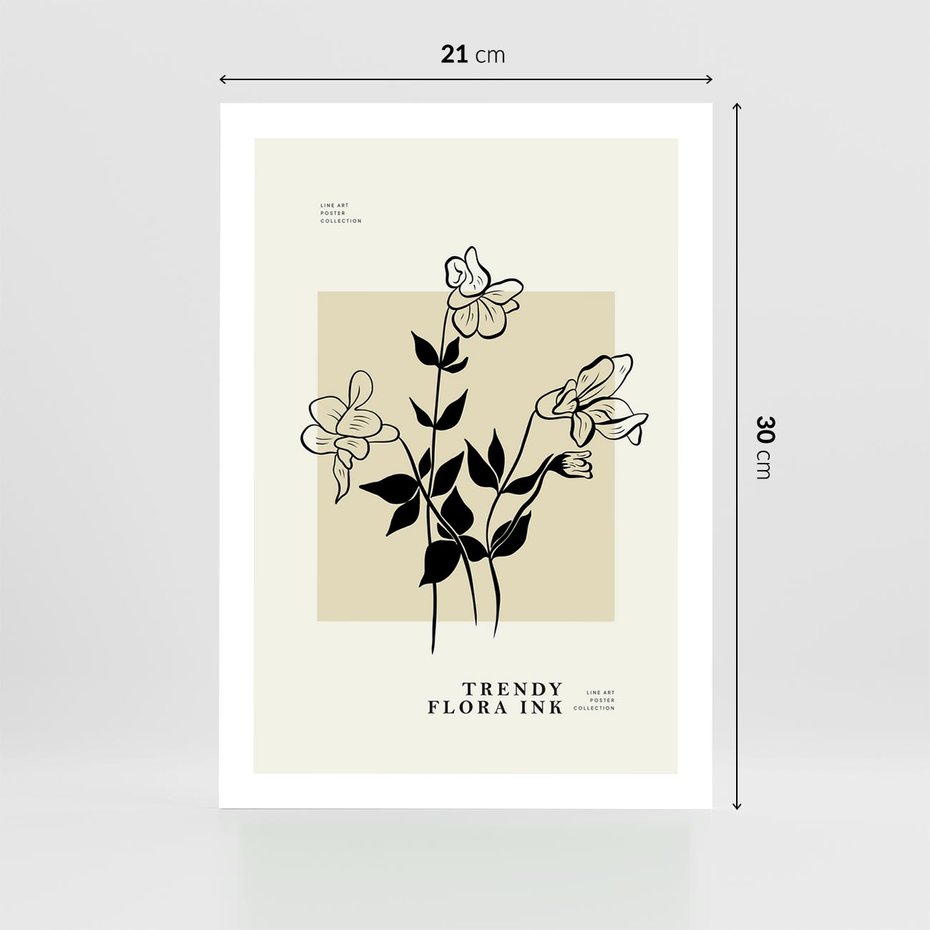 Plakat bez ramy 21x30 - Malowane szkicowe tęsknoty - kwiaty, typografia