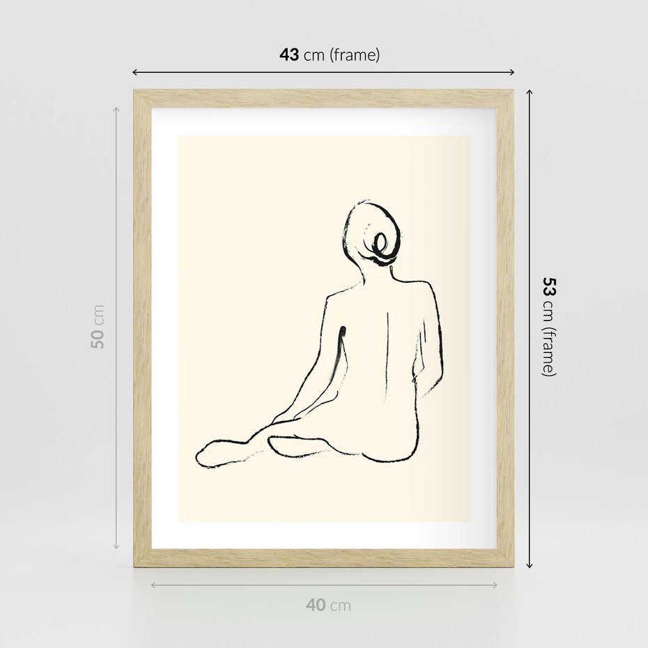 Plakat w ramie 40x50 - Akt w Minimalizmie - kobieta akt, minimalizm - rama drewno
