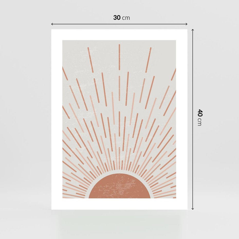 Plakat bez ramy 30x40 - Słońce w Stylu Boho - słońce, grafika boho