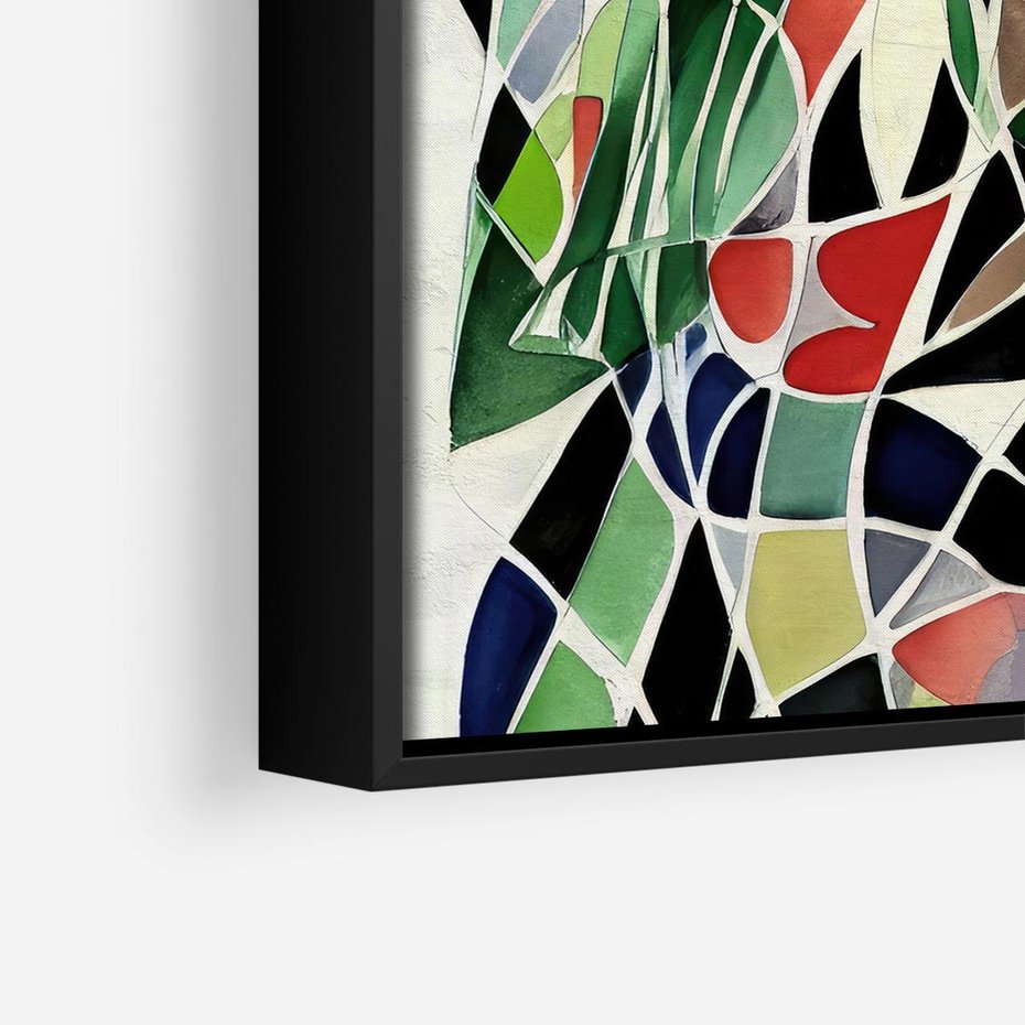 Obraz w ramie 50x50 - Taniec Plam i Kształtów - abstrakcyjny akwarelowy obraz, plamy - rama czarna