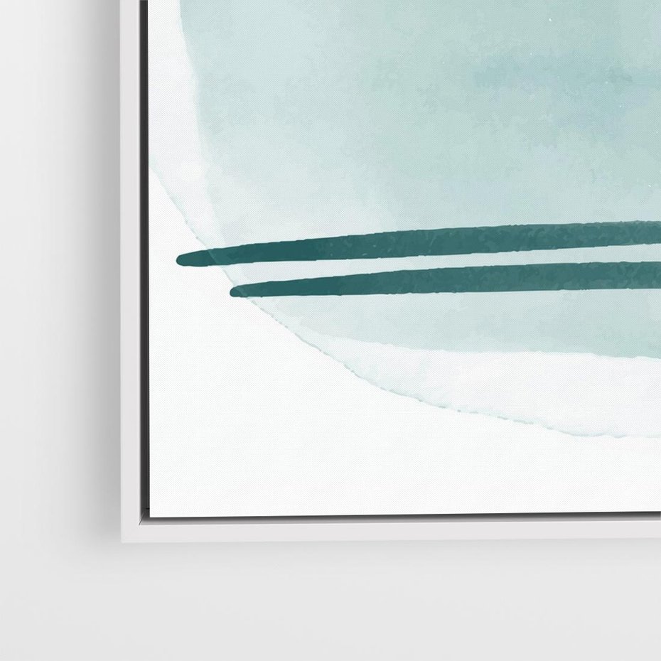 Obraz w ramie 50x50 - Turkusowy Świat - minimlizm, abstrakcja - rama biała
