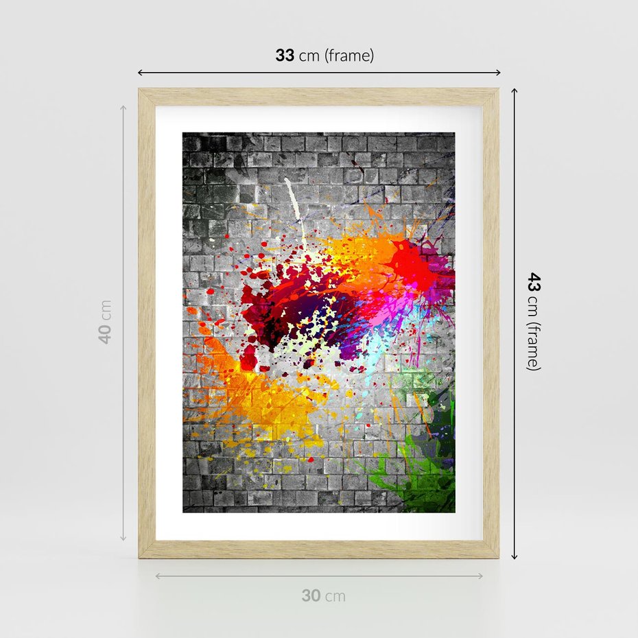 Plakat w ramie 30x40 - Ekspresja Graffiti - farba, graffiti - rama drewno