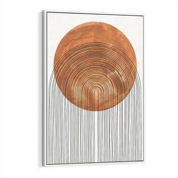 Obraz w ramie 50x70 - Konturem Kształtowane - koło, boho styl - rama biała