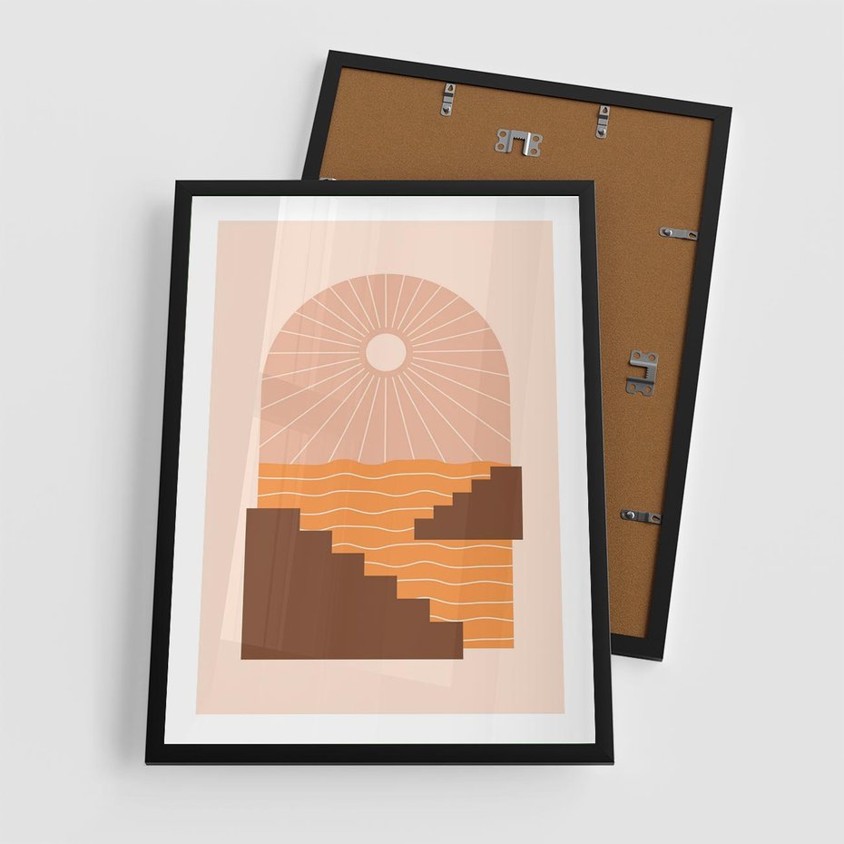 Plakat w ramie 50x70 - Słoneczne Inspiracje w Stylu Boho - boho grafika, słońce - rama czarna