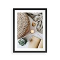 Plakat w ramie 30x40 - Przytulna Kompozycja Lifestyle - kompozycja lifestyle, wiklina - rama czarna