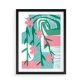 Plakat w ramie 50x70 - Rozkwitające Harmonie Form - abstrakcyjne pastelowe kwiaty, nowoczesna sztuka - rama czarna