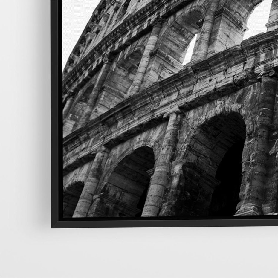 Obraz w ramie 70x50 - Koloseum w Czarnej Bieli - antyczna architektura, koloseum - rama czarna