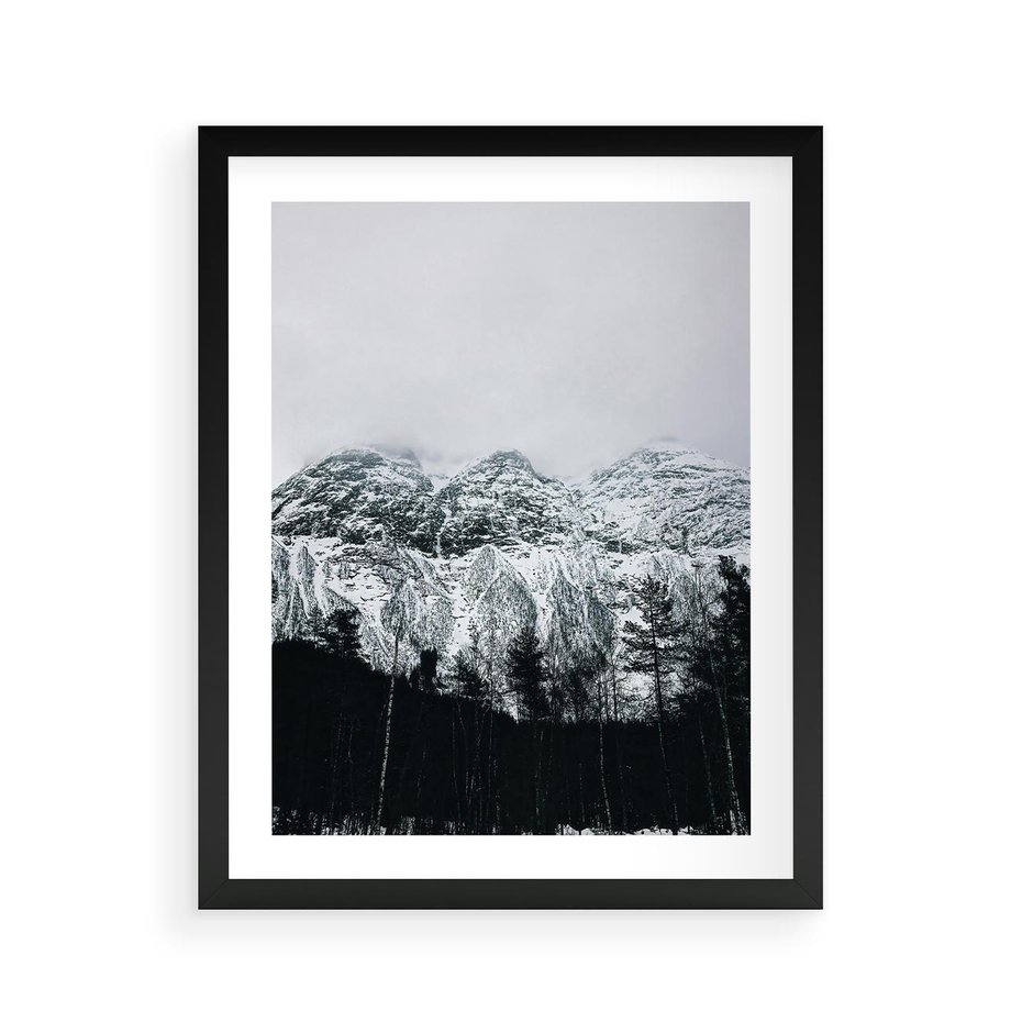 Plakat w ramie 40x50 - Zimowe Uroki Gór - góry ośnieżone, krajobraz górski - rama czarna