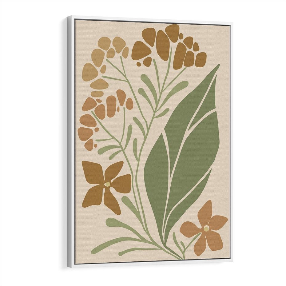 Obraz w ramie 70x100 - Subtelność Utajona - nowoczesny plakat, roślinność - rama biała