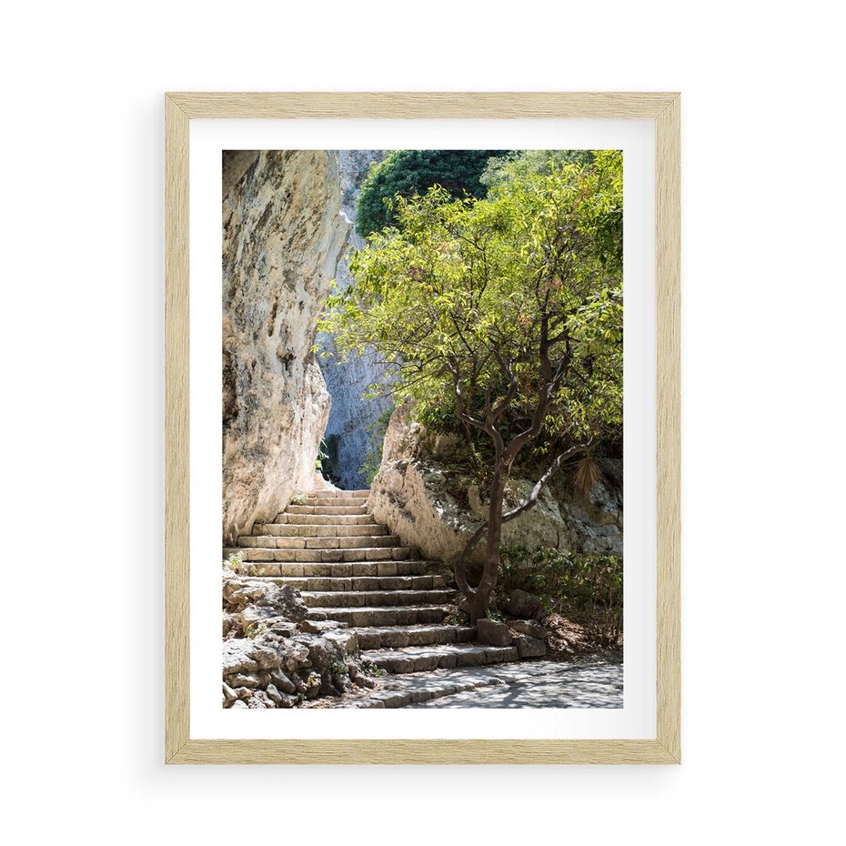 Plakat w ramie 50x70 - Krok po kroku do celu - schody, perspektywa - rama drewno