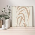Obraz w ramie 50x50 - Formy Nowoczesności - minimalistyczny plakat, liście palmy - rama drewno