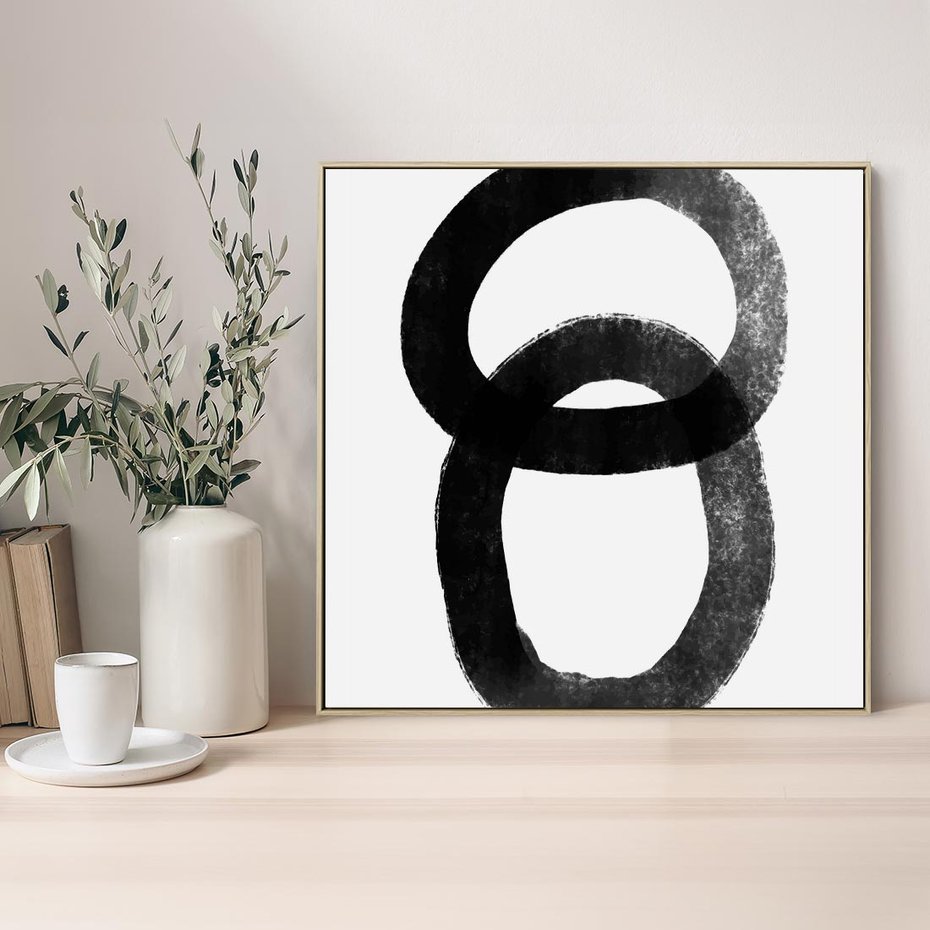 Obraz w ramie 80x80 - Kształtując Granice - abstrakcja, minimalizm - rama drewno