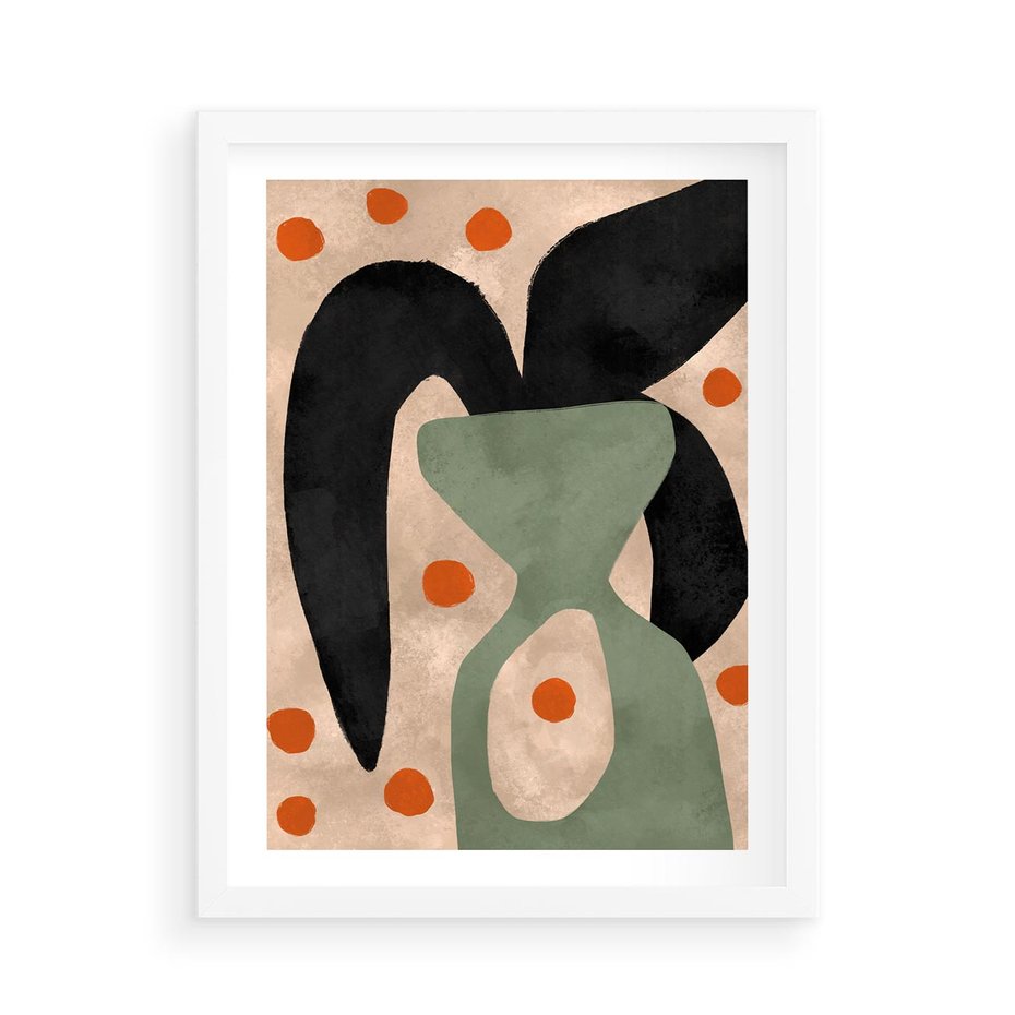 Plakat w ramie 50x70 - Impresje Boho - abstrakcyjny obraz, plakat - rama biała