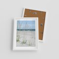 Plakat w ramie 30x40 - Przytulna Śródziemnomorska Trawa - plaża, trawy - rama biała