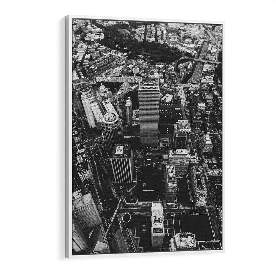 Obraz w ramie 80x120 - Kontrastujące miasto - miasto, biało - rama biała