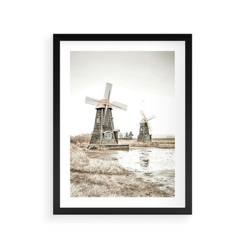 Plakat w ramie 40x50 - Wiejskie Młyny: Rustykalna Fotografia - młyny, rustykalna fotografia - rama czarna