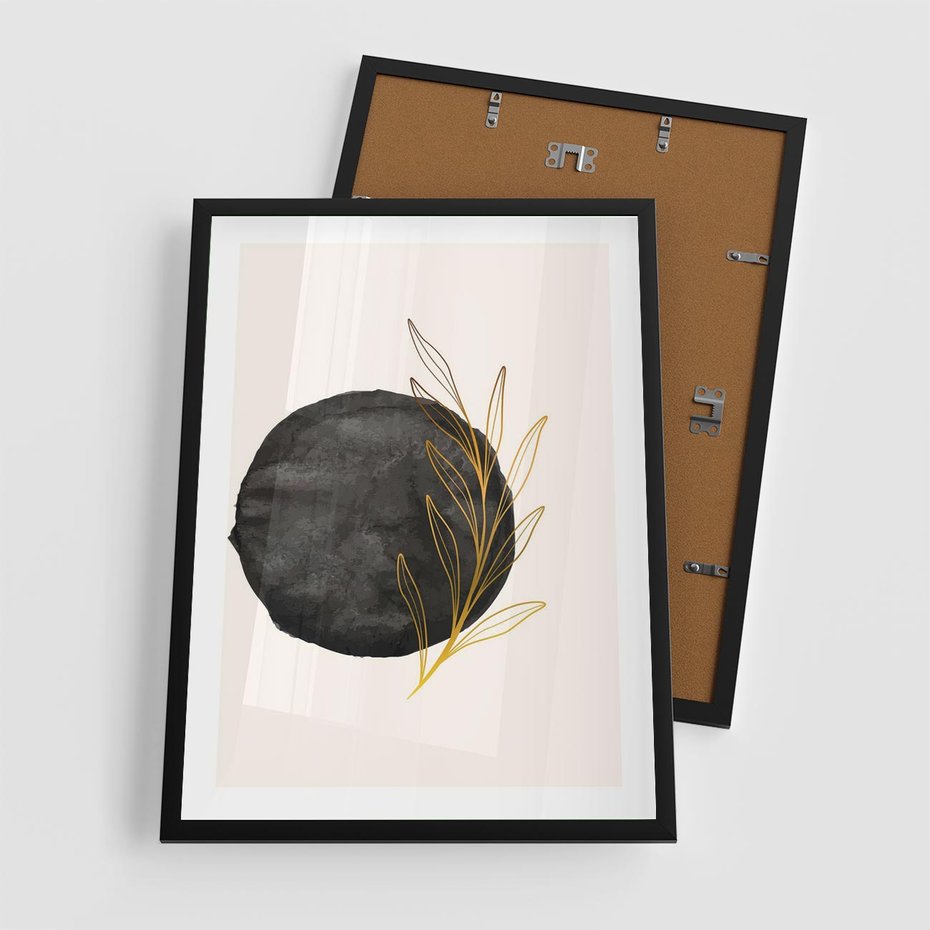 Plakat w ramie 50x70 - Kontrast Kształtów - minimalistyczna grafika, czarna plama - rama czarna